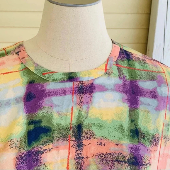 MELISSA MCCARTHY SEVEN7 Plus Size 2X Plaid Pastel Tunic Top Blouse Pockets - Picture 7 of 11